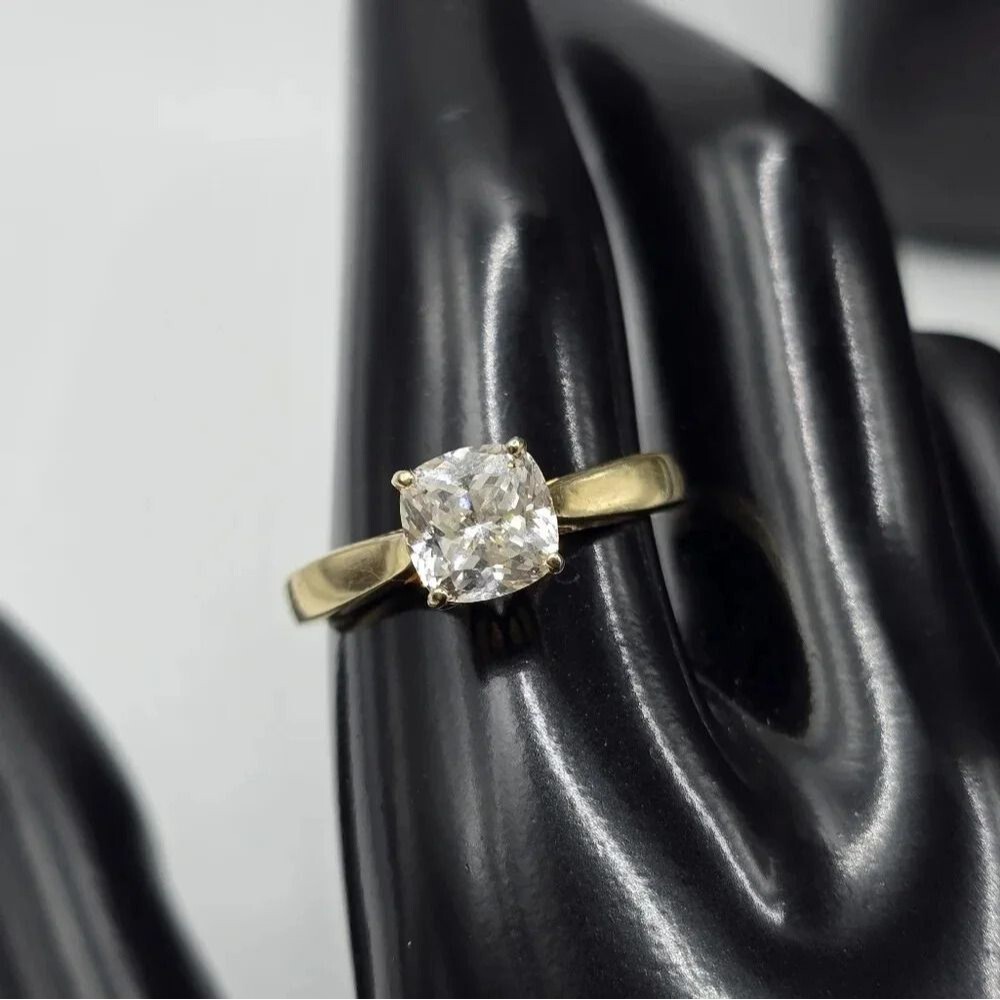 2.36 CT Cushion Cut Colorless Moissanite Solitaire Engagement Ring Size 10.25